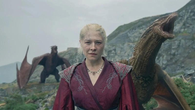 A Targaryen and her dragons in House of the Dragon