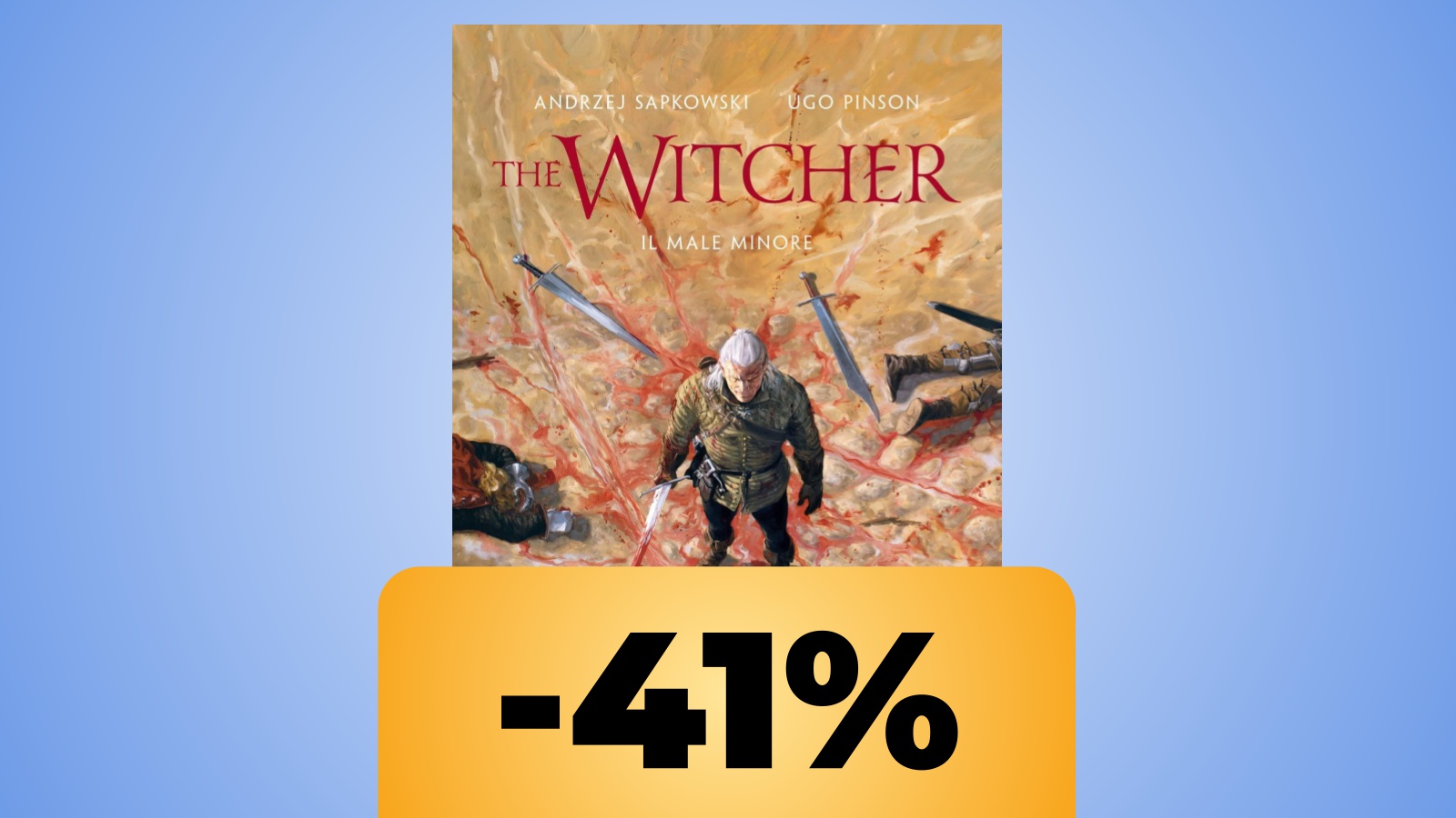 La copertina di The Witcher Il Male Minore in versione illustrata e lo sconto di Amazon