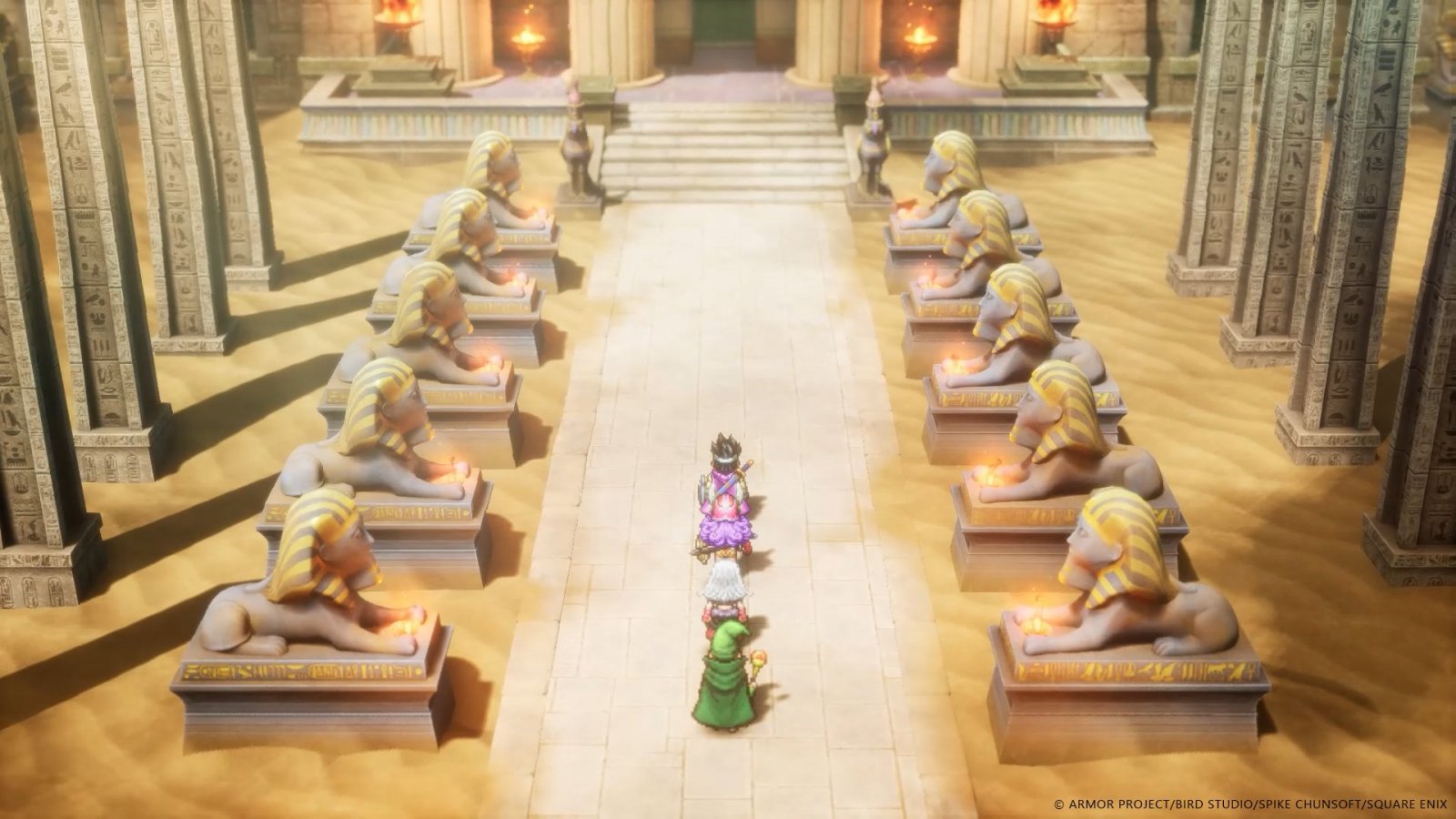 Una zona egizia di Dragon Quest III HD-2D Remake