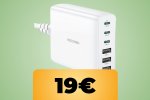 Il caricatore USB-C e USB-A con sei prese propone un triplo sconto su Amazon, con coupon e codice - Notizia