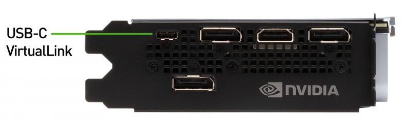 Una scheda video NVIDIA che dispone di una porta VirtualLink Una scheda video NVIDIA che dispone di una porta VirtualLink
