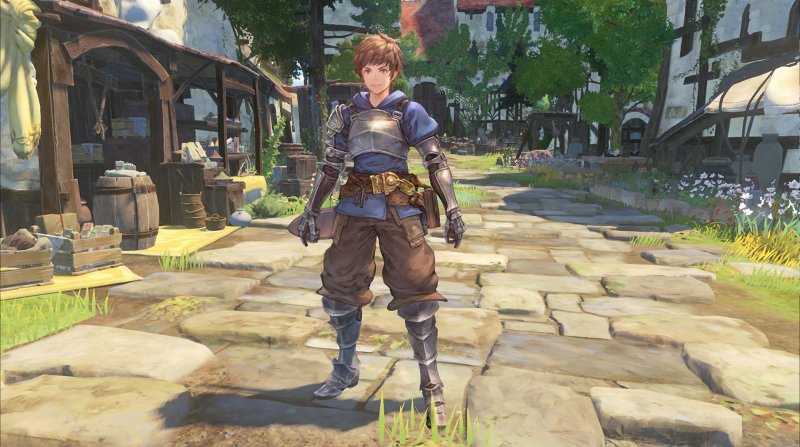 Uno screenshot preliminare di Granblue Fantasy: Relink. Con la tecnica del 'paintover', gli artisti di Cygames hanno disegnato i personaggi sopra lo screenshot, ipotizzato il risultato che avrebbero voluto ottenere nel gioco finale