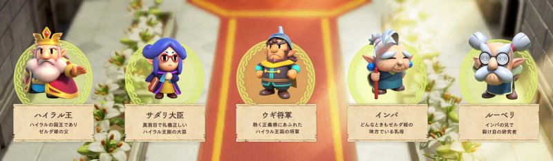 I personaggi di The Legend of Zelda: Echoes of Wisdom dal sito giapponese di Nintendo