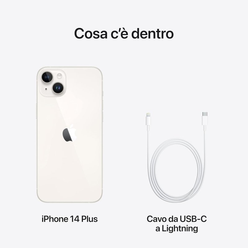 I contenuti della confezione dell'Apple iPhone 14 Plus