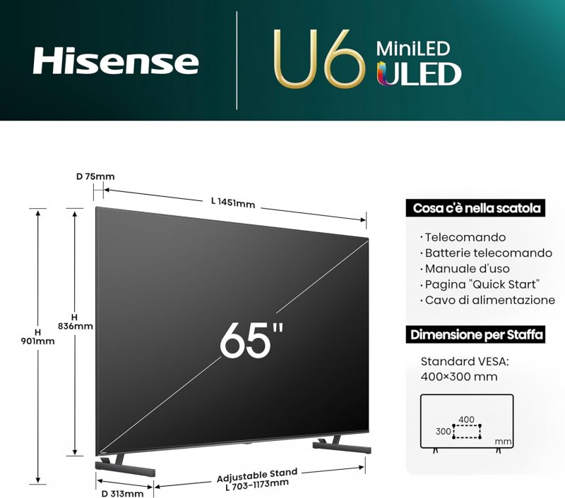 TV Hisense 65'' Mini-LED