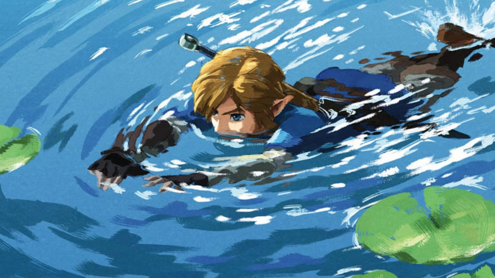 Link si rinfresca nuotando in acqua