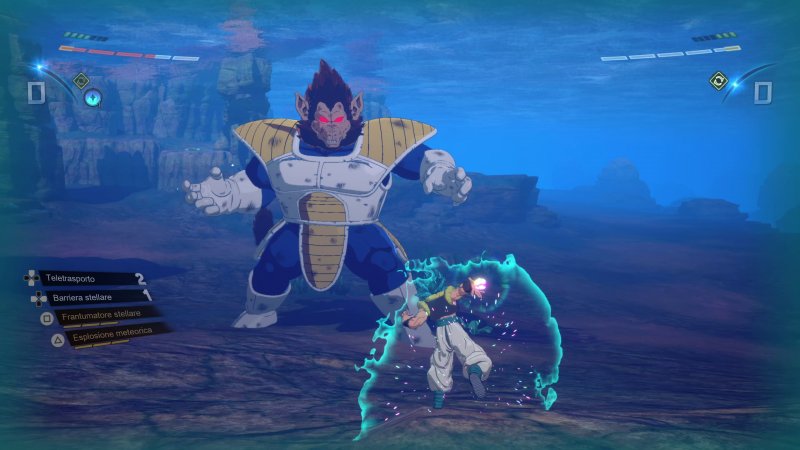 Vegeta in versione scimmione è difficile da perdere di vista, ma con un po' di astuzia può nascondersi sott'acqua o dietro le montagne