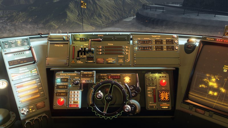 Parte della complessa plancia di comando del cannone