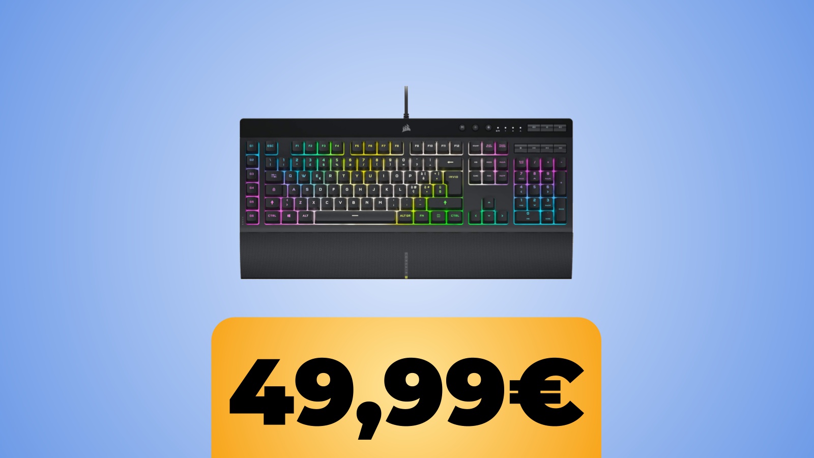 tastiera cablata a membrana Corsair K55 RGB PRO XT e il prezzo su Amazon