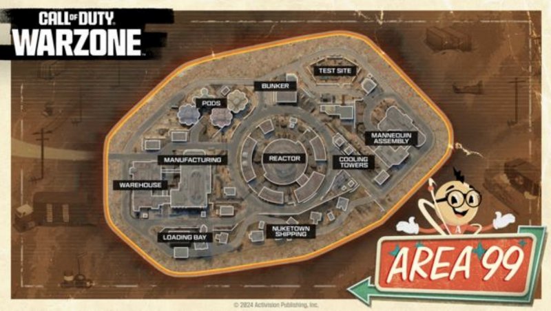 La mappa di Area 99, la nuova arene delle partite Ritorno di Call of Duty Warzone