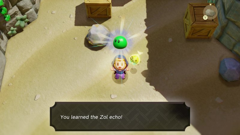 La Principessa Zelda e Tri, la sua fata aiutante, in prossimità di uno Zol La Principessa Zelda e Tri, la sua fata aiutante, in prossimità di uno Zol