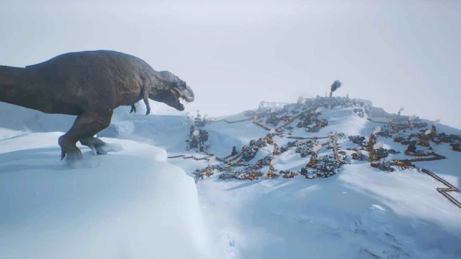 Una mod di Frostpunk 2 con un dinosauro