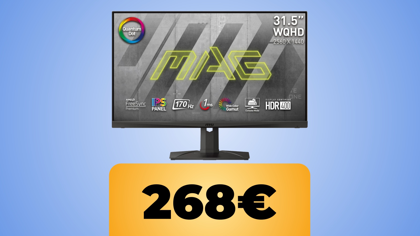 Monitor Gaming MSI da 32 pollici in 1440p e 170 Hz con VRR e il prezzo su Amazon