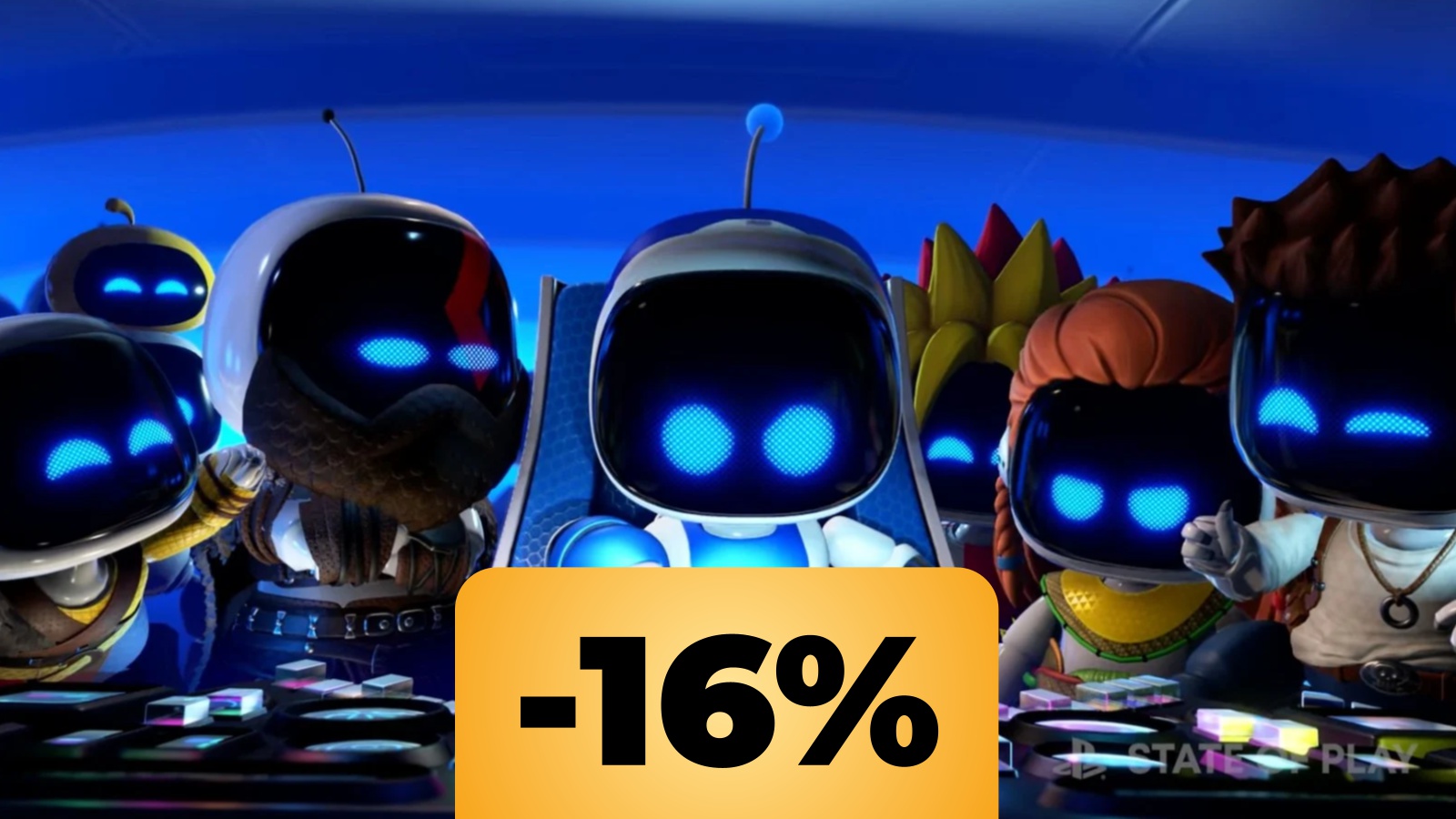 Astro Bot e sotto la percentuale dello sconto su Amazon