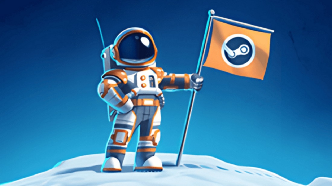 Un'astronauta sulla Luna nell'immagine promozionale dei Saldi di Steam