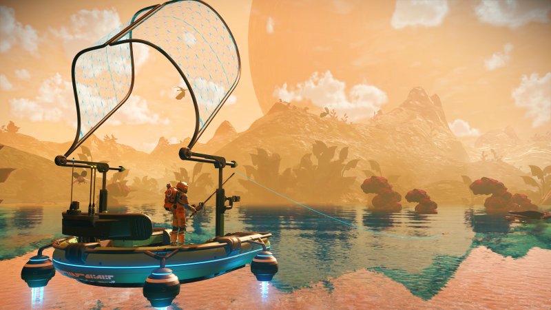 Una piattaforma per pescare in No Man's Sky