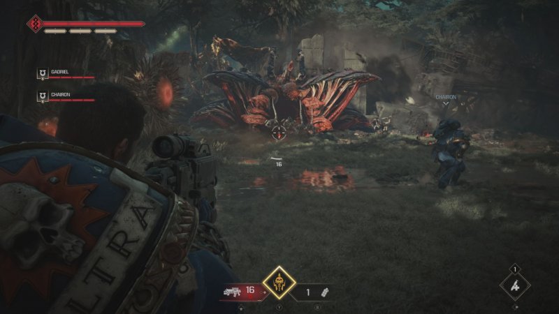 Titus spara a un covo di Tiranidi in Warhammer 40.000: Space Marine 2 Titus spara a un covo di Tiranidi in Warhammer 40.000: Space Marine 2