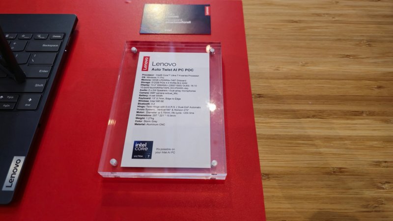 Le specifiche di Lenovo Auto Twist AI PC sono ovviamente provvisorie Le specifiche di Lenovo Auto Twist AI PC sono ovviamente provvisorie