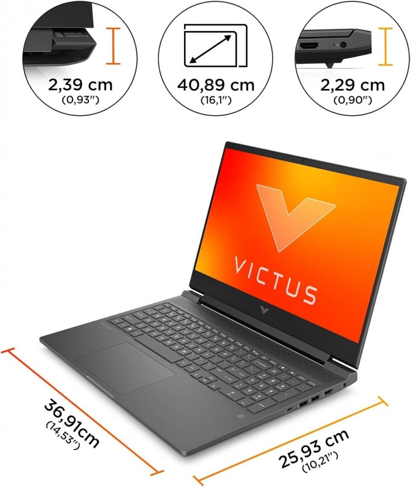 Le misure del notebook HP Victus 16-r0009sl