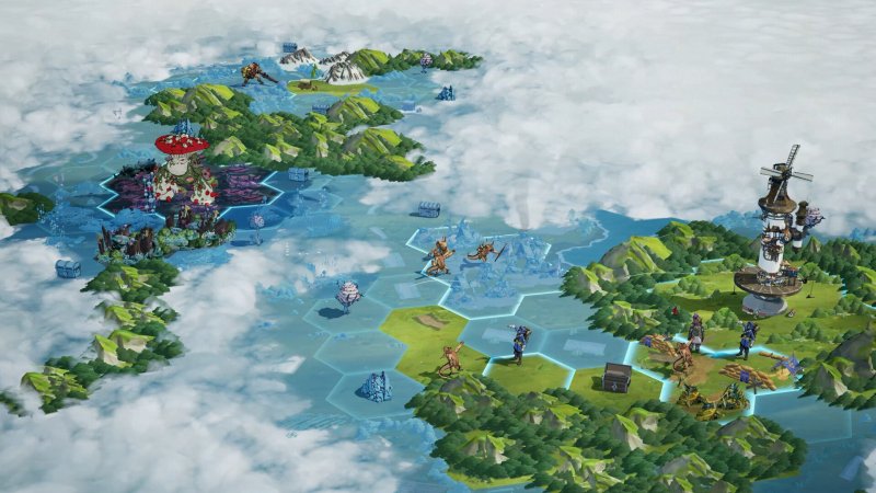 La mappa di gioco di Towerborne divisa in caselle esagonali La mappa di gioco di Towerborne divisa in caselle esagonali