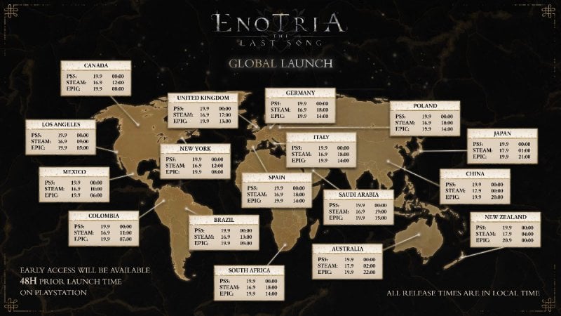 Enotria: The Last Song Opening Times