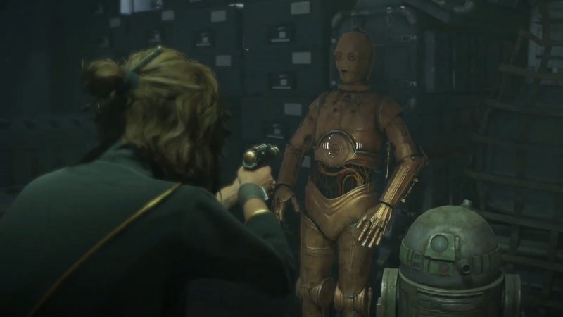 Due droidi identici a R2-D2 e C-3PO in Star Wars Outlaws Due droidi identici a R2-D2 e C-3PO in Star Wars Outlaws