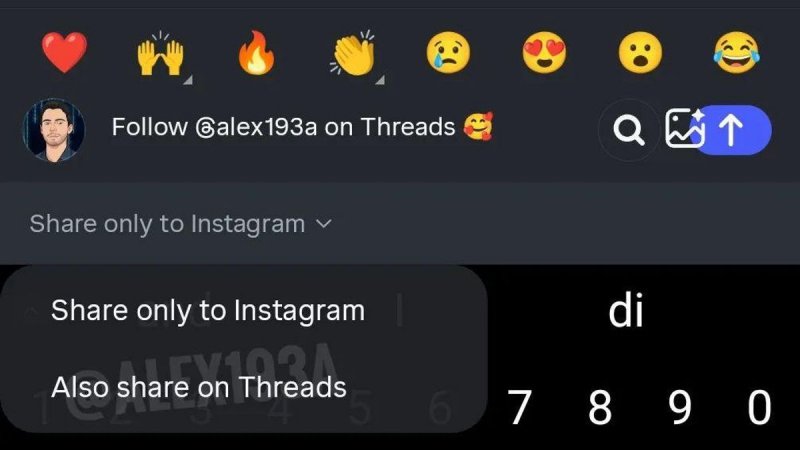 Instagram Comment Sharing Menu on Threads