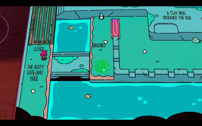 Molti puzzle di The Plucky Squire prevedono di cambiare le frasi che raccontano la storia nel libro per accedere a zone altrimenti irraggiungibili