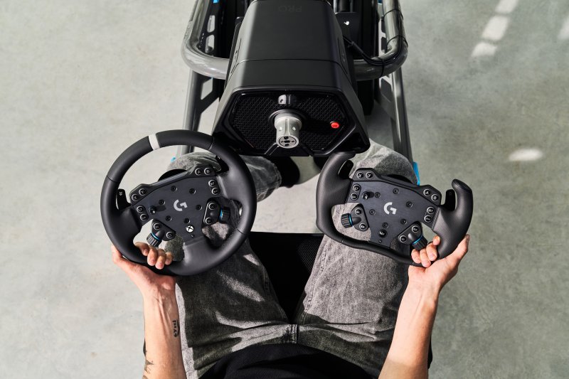 Two different types of steering wheels for the new Logitech product