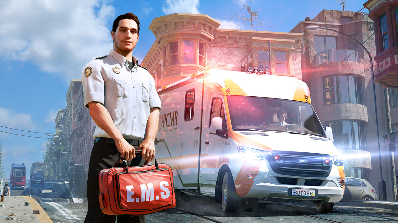 L'artwork del gioco che mostra protagonista e ambulanza sullo sfondo