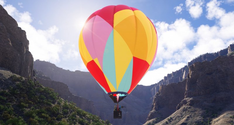 Una mongolfiera, uno dei nuovi modi di volare in Microsoft Flight Simulator 2024