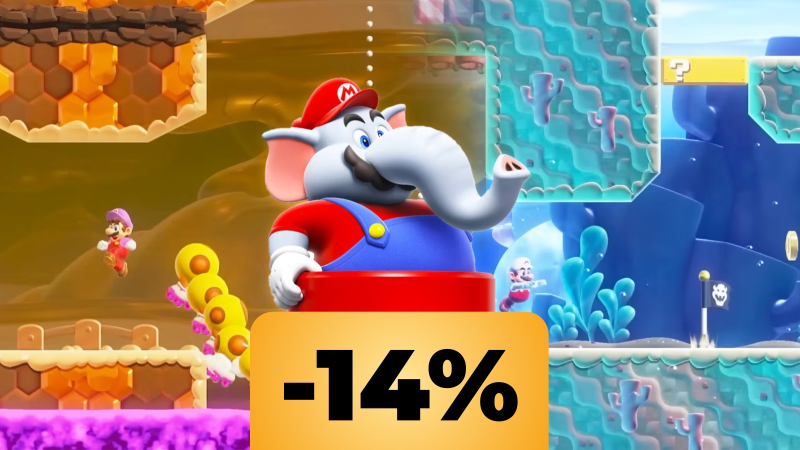 Super Mario versione Elefante da Super Mario Bros. Wonder e lo sconto di Amazon