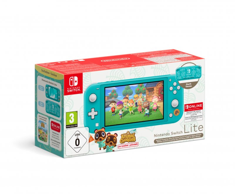 Il bundle di Nintendo Switch Lite color turchese con Animal Crossing: New Horizons e 12 mesi a Nintendo Switch Online Il bundle di Nintendo Switch Lite color turchese con Animal Crossing: New Horizons e 12 mesi a Nintendo Switch Online