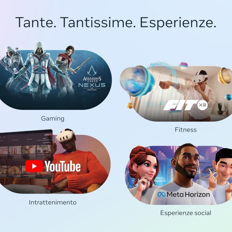 Il visore è pensato per giocare, allenarsi, usare app di intrattenimento e anche spazi sociale VR
