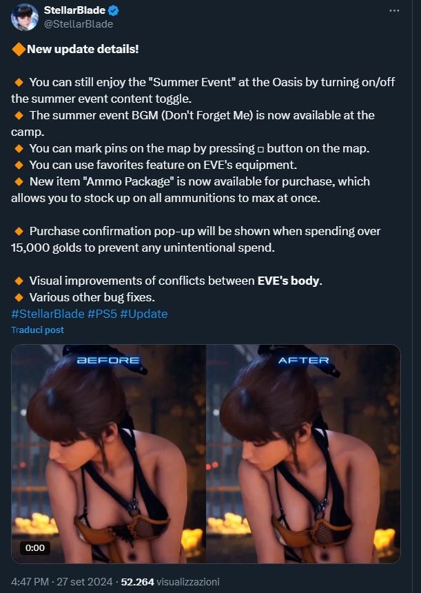 Il tweet di Stellar Blade Il tweet di Stellar Blade