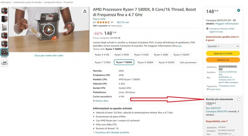 Dove selezionare la versione spedita da Amazon Dove selezionare la versione spedita da Amazon