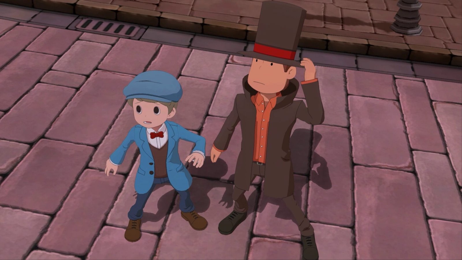 Luke e Layton ne Il Professor Layton e il Nuovo Mondo a Vapore