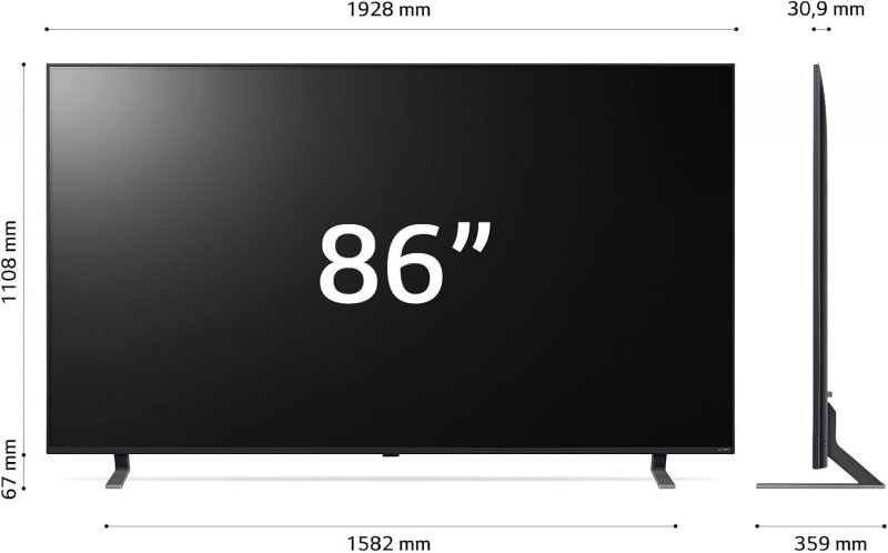 Le misure della smart TV LG QLED