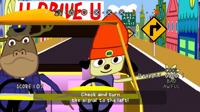 Prendere lezioni di guida da un'alce è ordinaria amministrazione in PaRappa the Rapper