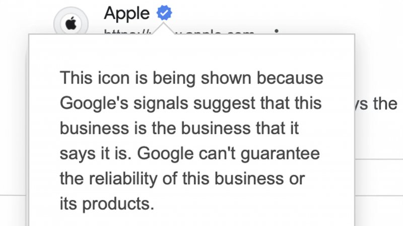 La spunta blu vicino al link del sito Apple e la descrizione della funzione