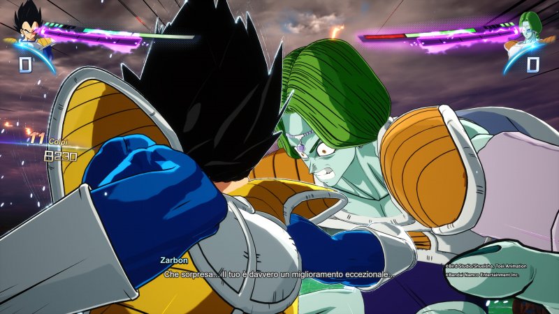 Vegeta contro Zarbon e gli elementi dell'interfaccia in Dragon Ball: Sparking! Zero