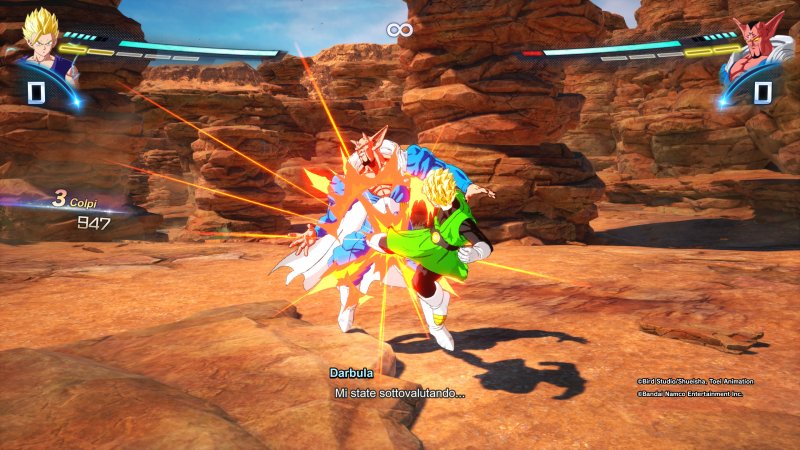 Uno scambio di combo fra Gohan e Darbura in Dragon Ball: Sparking! Zero