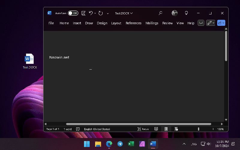 Nell'immagine ingrandita, il bug di Microsoft Word in azione