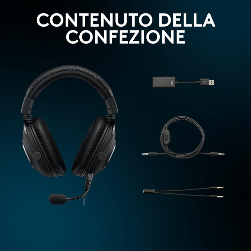Il contenuto della confezione delle cuffie Logitech G Pro X SE Il contenuto della confezione delle cuffie Logitech G Pro X SE