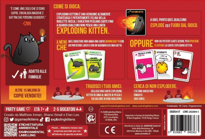 Il retro della scatola del gioco.