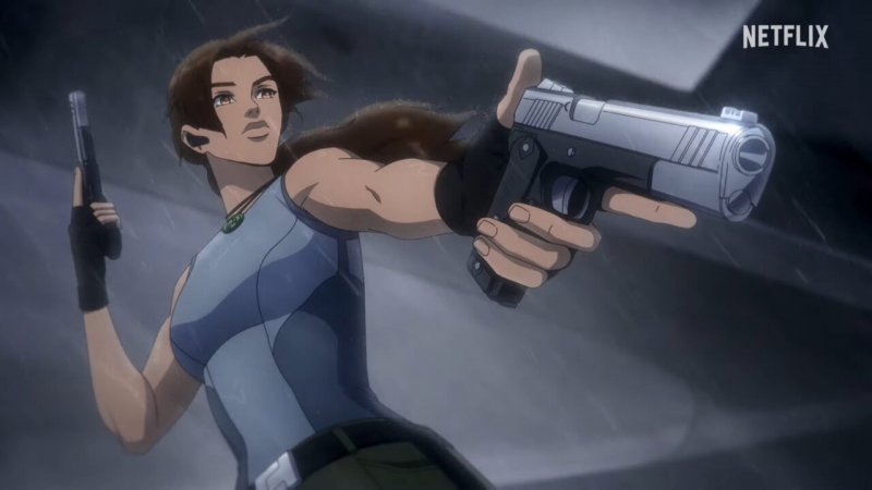 Finalmente anche questa Lara impugna le sue iconiche pistole