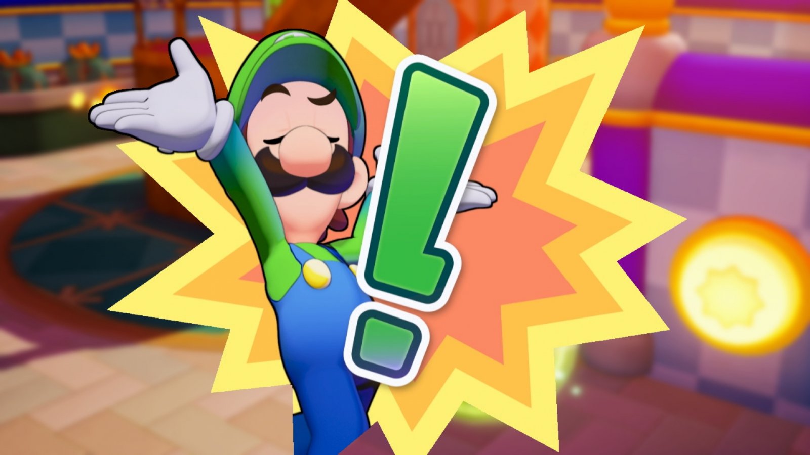 Luigi con un punto esclamativo in Mario & Luigi: Fraternauti alla Carica