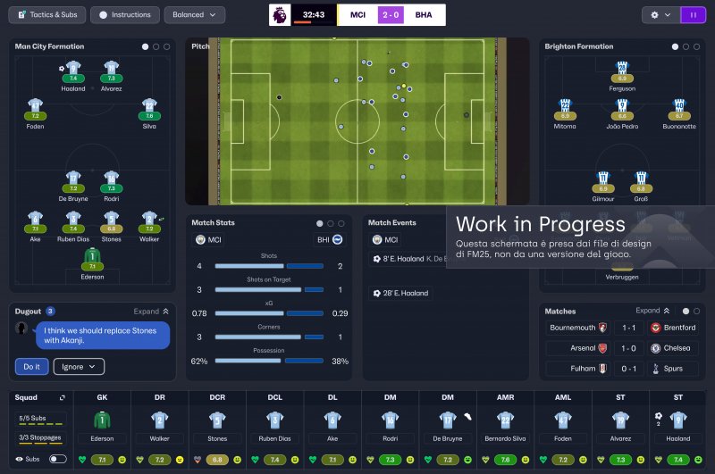 La gestione della squadra in Football Manager 25