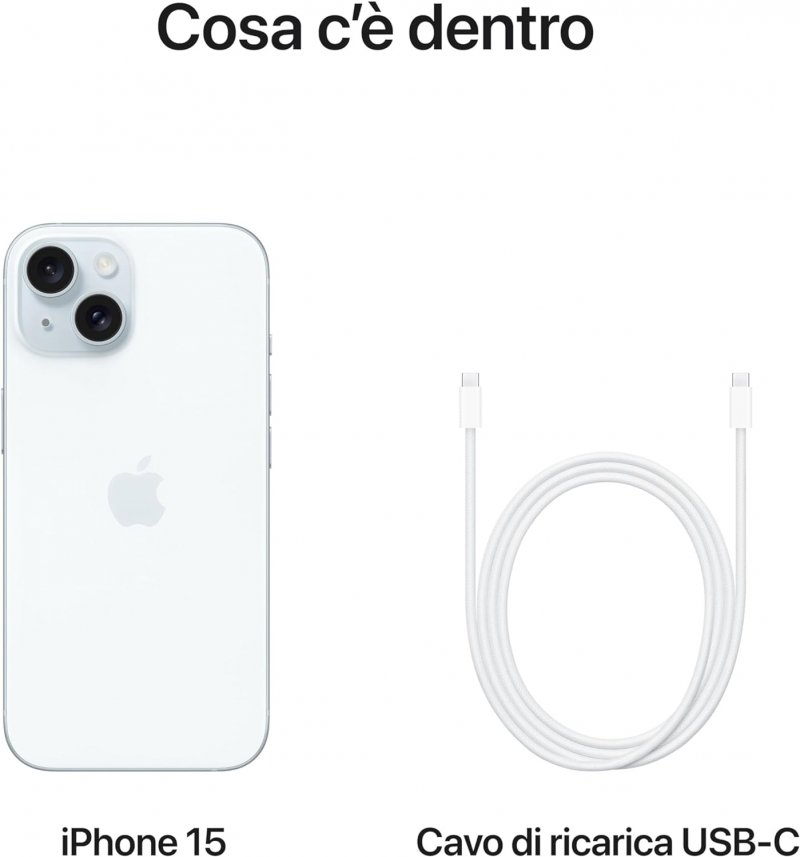 I contenuti della confezione dell'Apple iPhone 15