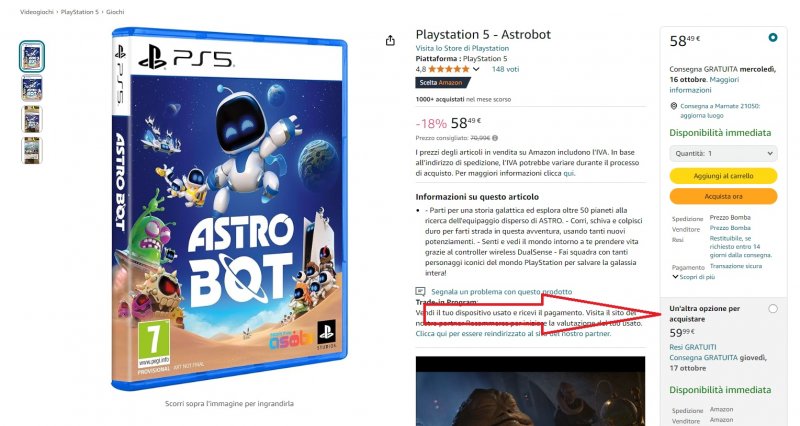 Dove scegliere la versione venduta e spedita da Amazon di Astro Bot